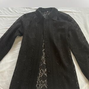 Chic Black Lace Women's Blouse